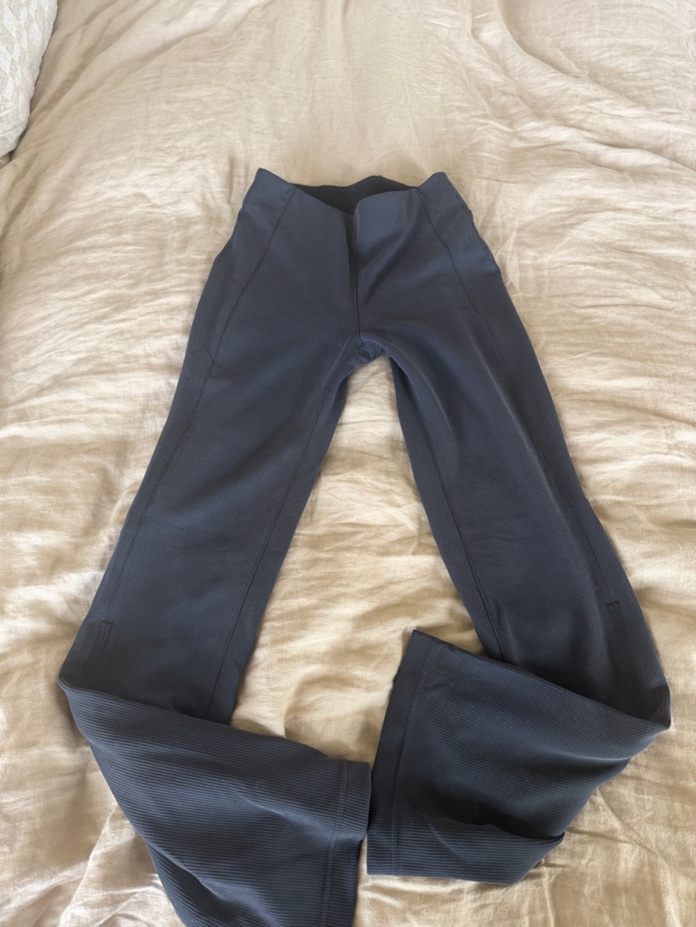 lululemon athletica black ribbed Flare Leggings